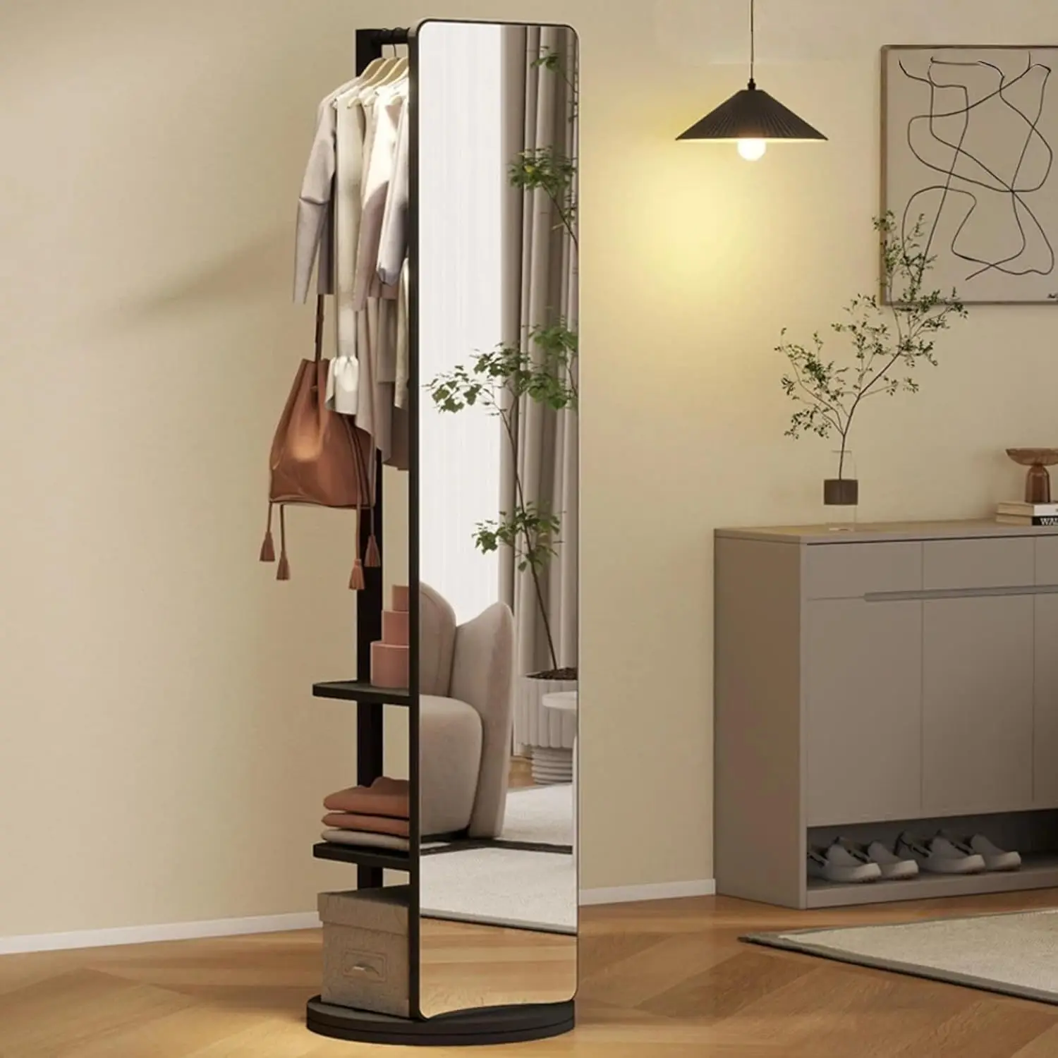 Coat Rack Standing - Solid Wood Full Length Mirror Standing
