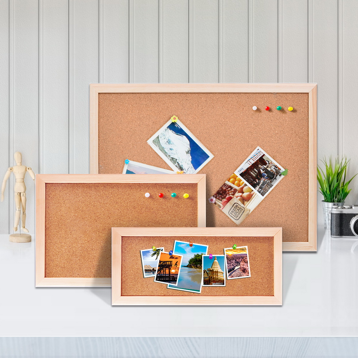 Vintage Pine Wood Frame Cork B – Bulletin Board Cork recenzja i cena
