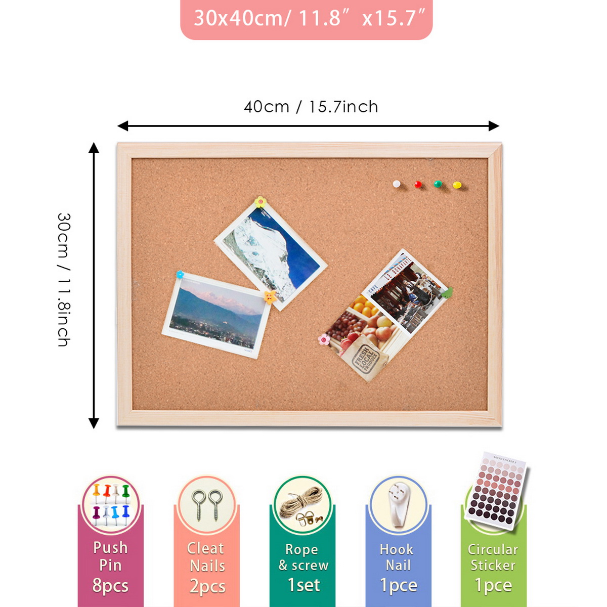 Vintage Pine Wood Frame Cork B – Bulletin Board Cork recenzja i cena