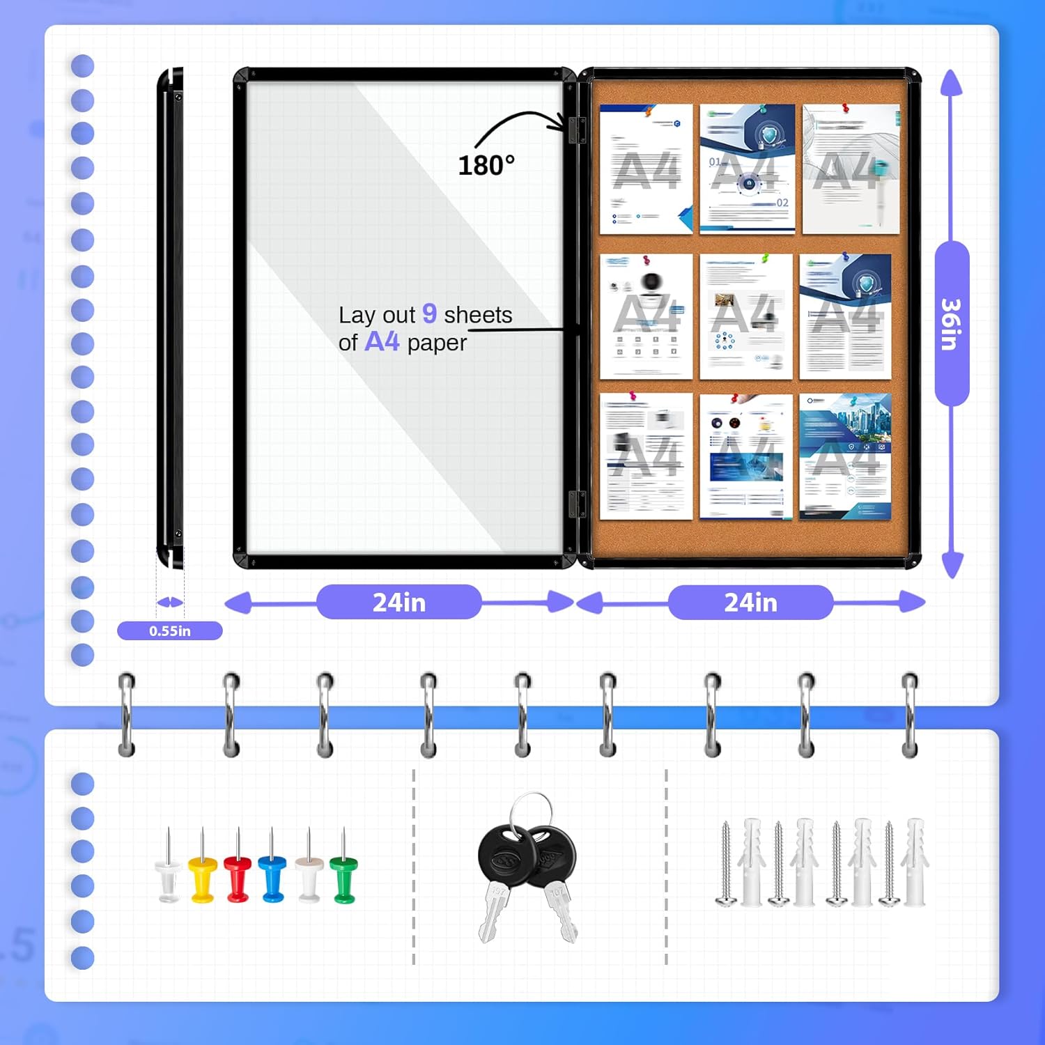 Enclosed Bulletin Board 36x24  – Bulletin Board Cork recenzja i cena