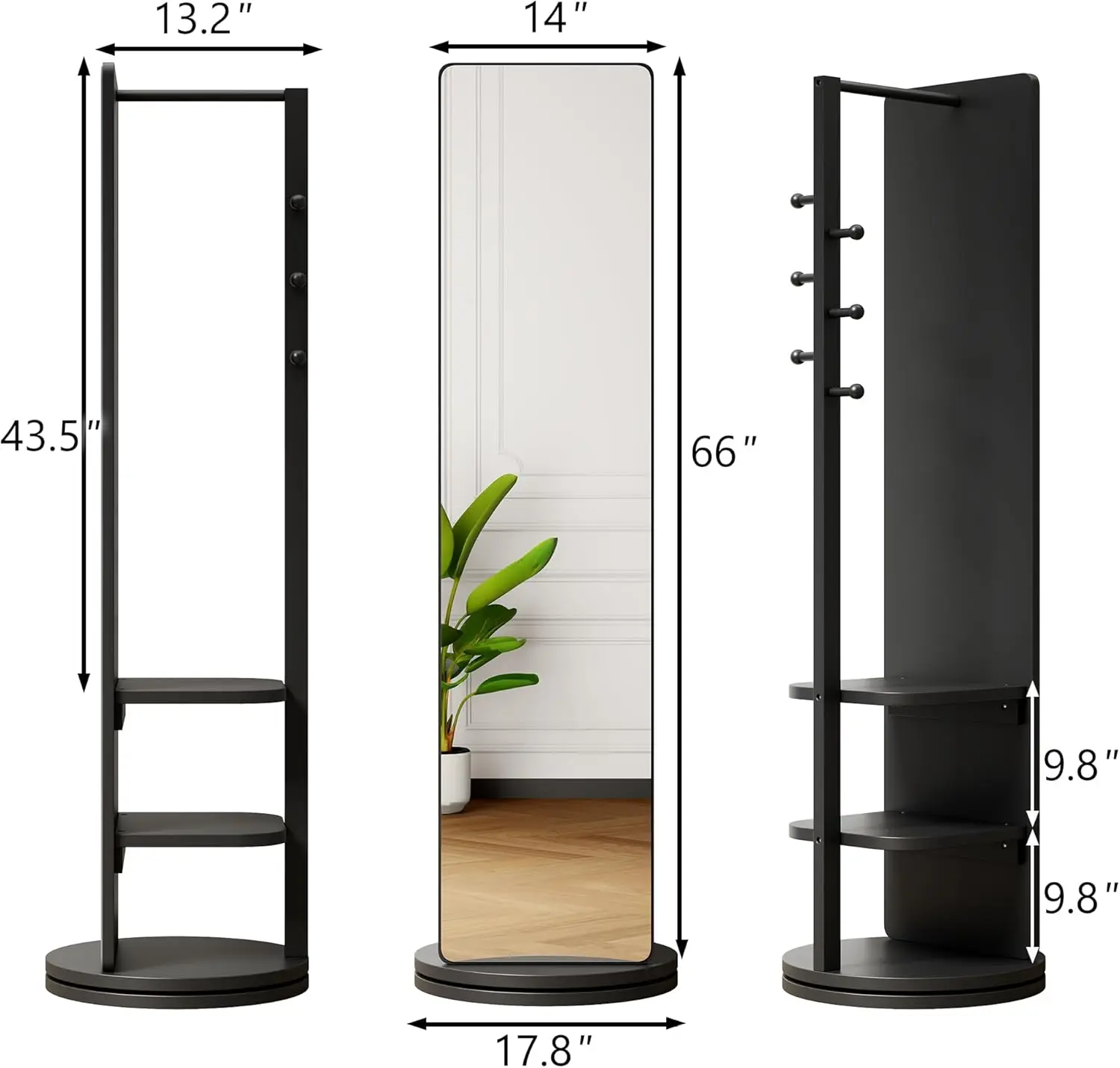 Solid Wood Full Length Mirror  – Coat Rack Standing recenzja i cena