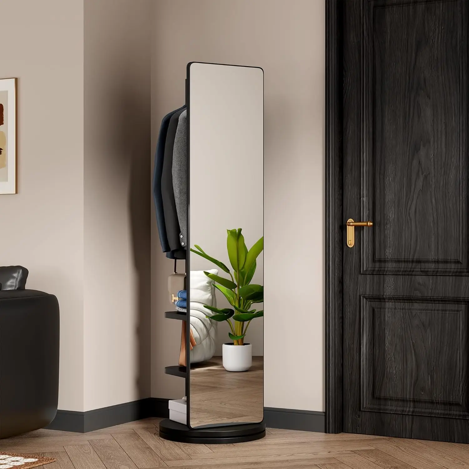 Solid Wood Full Length Mirror  – Coat Rack Standing recenzja i cena