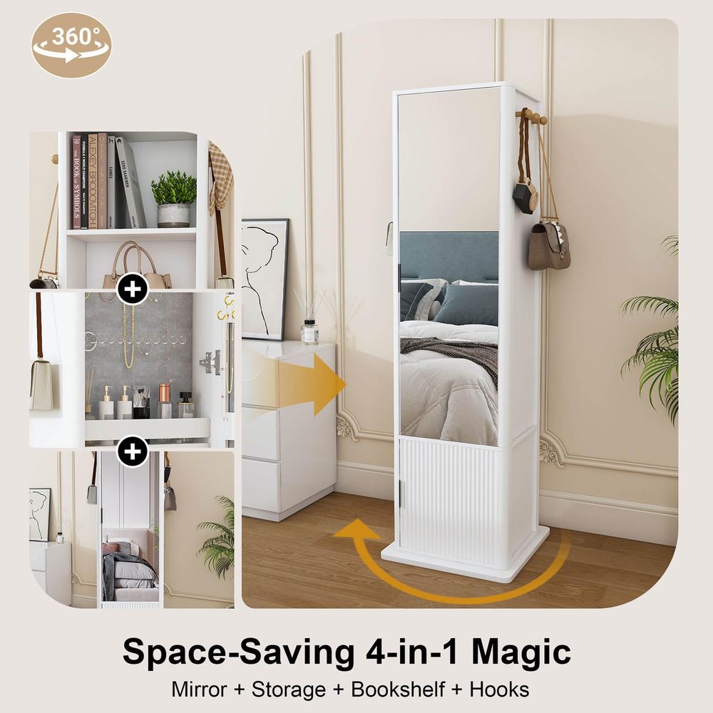 Rotating Mirror with Storage,  – Coat Rack Standing recenzja i cena