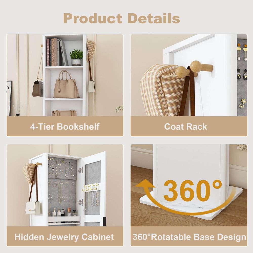 Rotating Mirror with Storage,  – Coat Rack Standing recenzja i cena