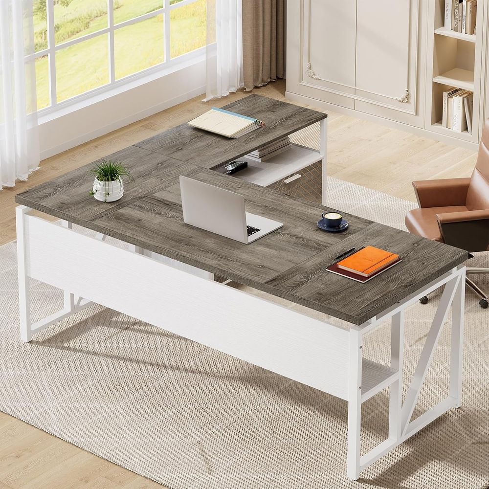 63-inch L-Shaped Desk with Dra – Office Furniture Filing Cabinets recenzja i cena