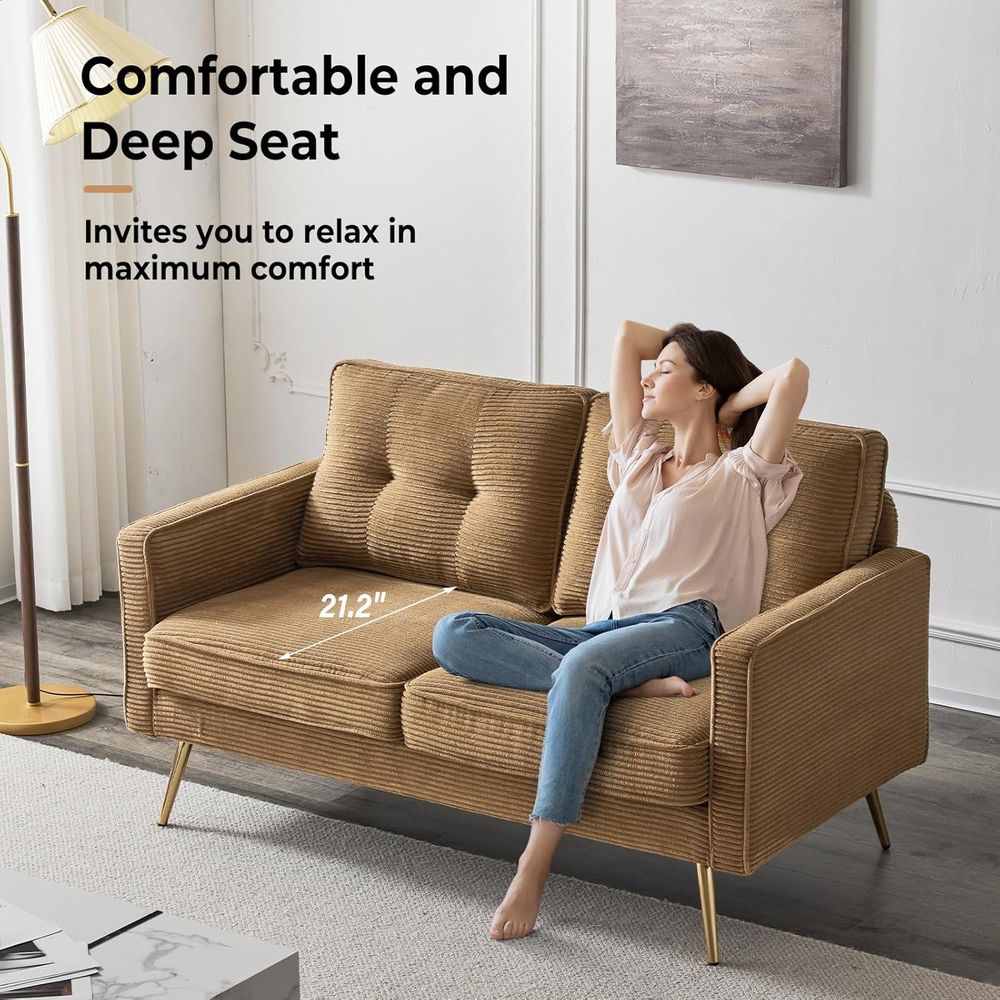 56 Khaki Loveseat, Small Cordu – Office Furniture For Small Spaces recenzja i cena