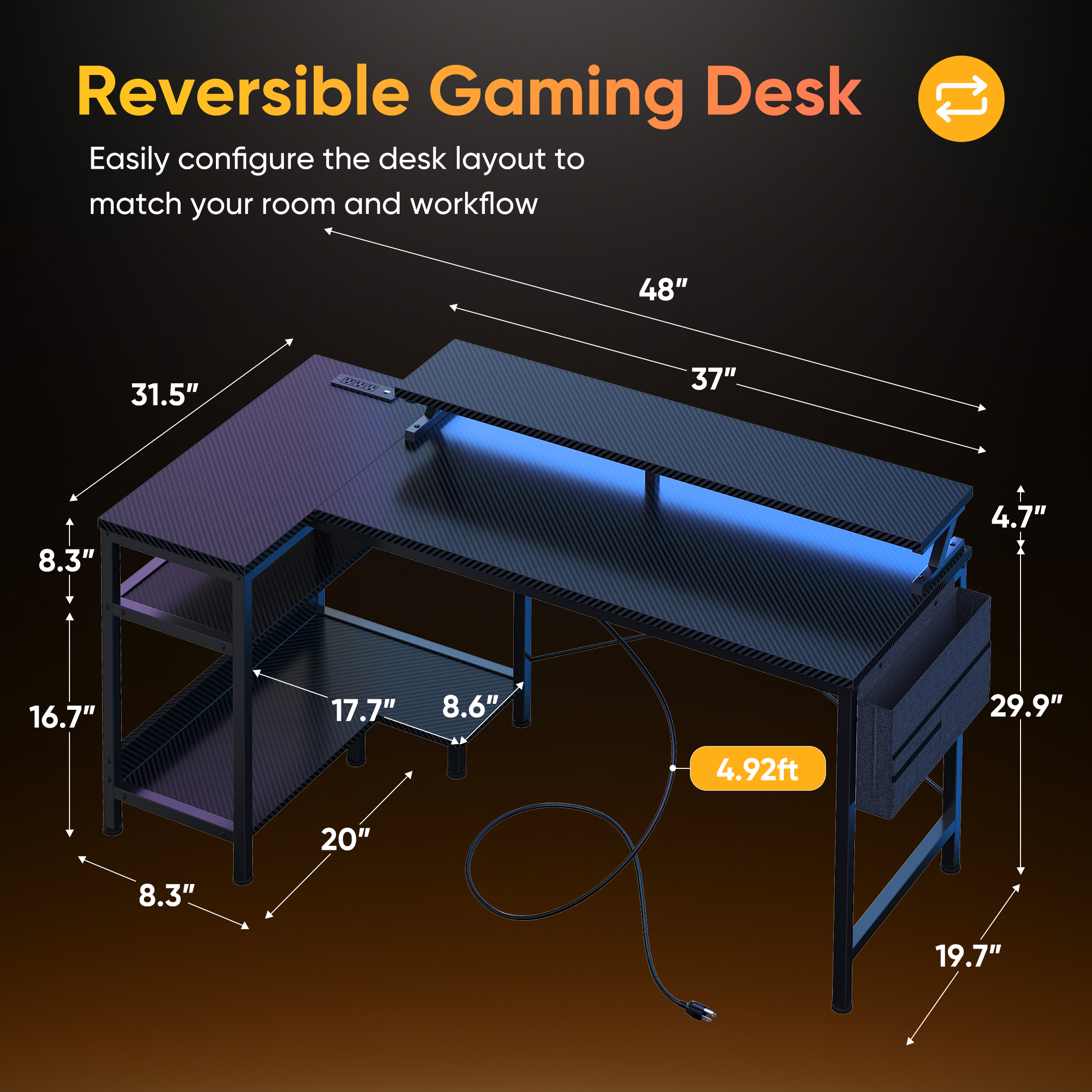 JHK 40IN to 48IN L Shaped with – Office Furniture Plan recenzja i cena