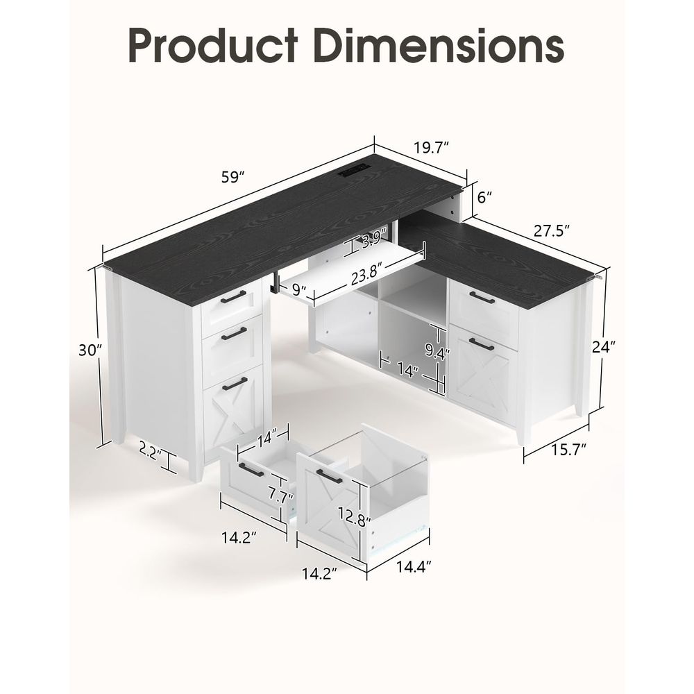 LShaped Desk with Drawers, 63  – Office Furniture Filing Cabinets recenzja i cena