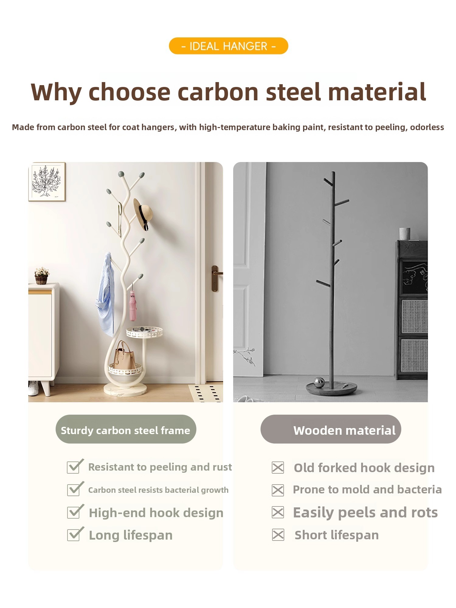 Nordic Style Carbon Steel Clot – Coat Rack Standing recenzja i cena