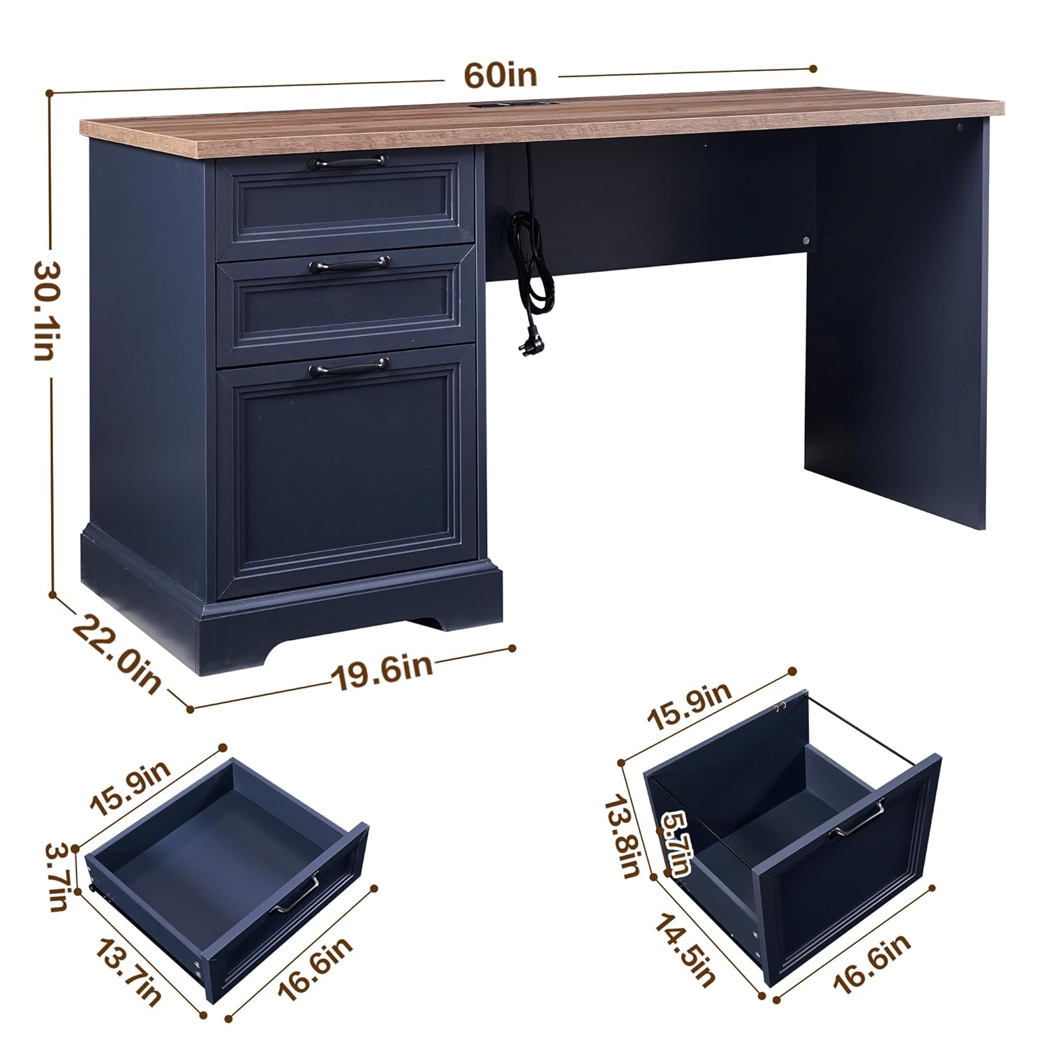 60in Farmhouse Executive Desk  – Office Furniture Filing Cabinets recenzja i cena