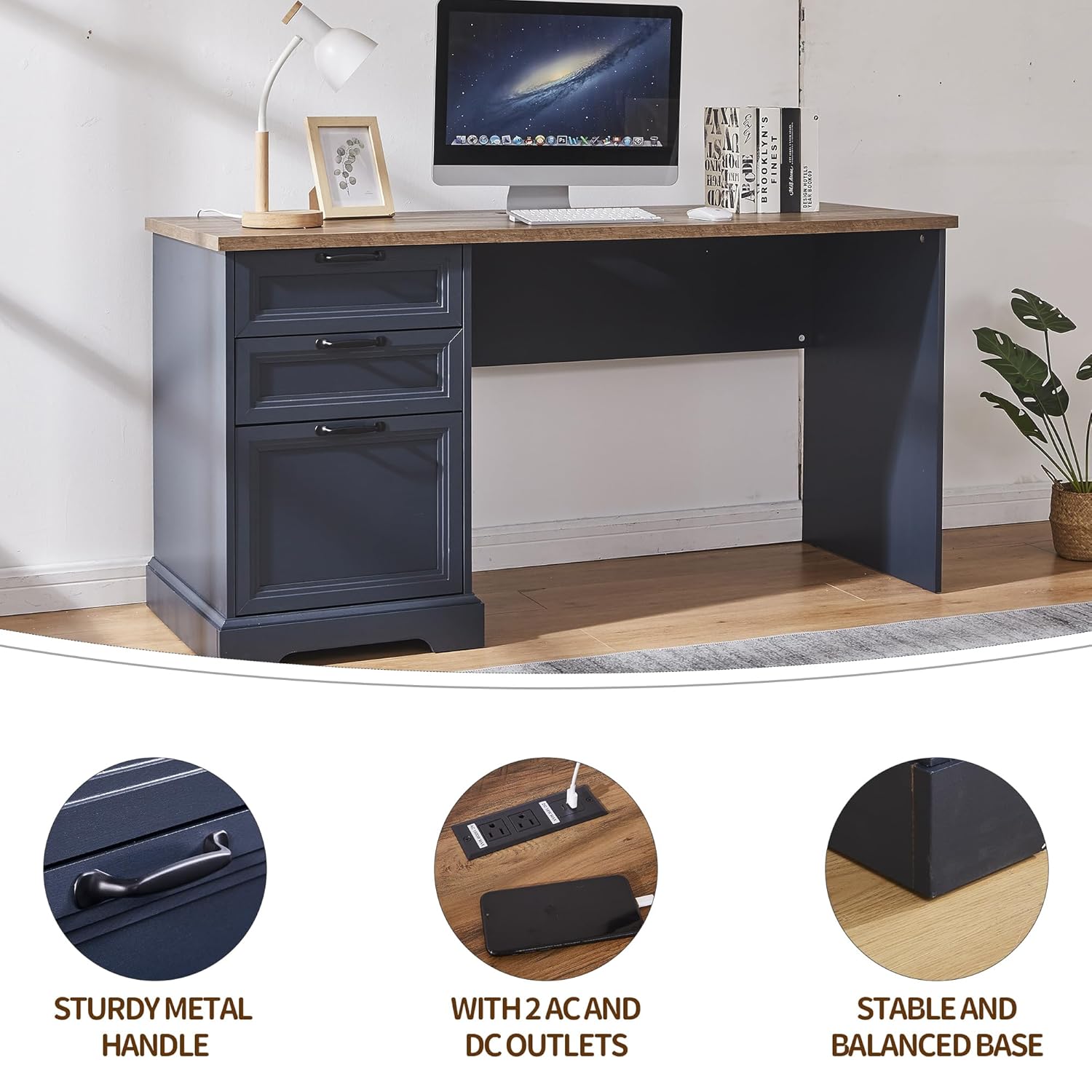 60in Farmhouse Executive Desk  – Office Furniture Filing Cabinets recenzja i cena