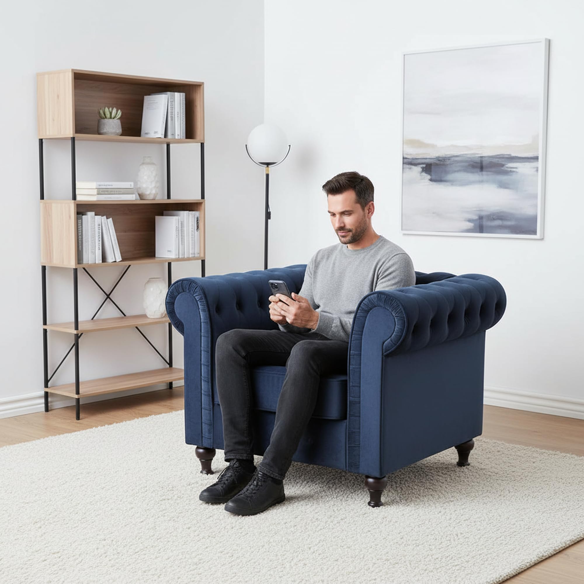 Velvet Chesterfield Armchair F – Office Furniture For Small Spaces recenzja i cena