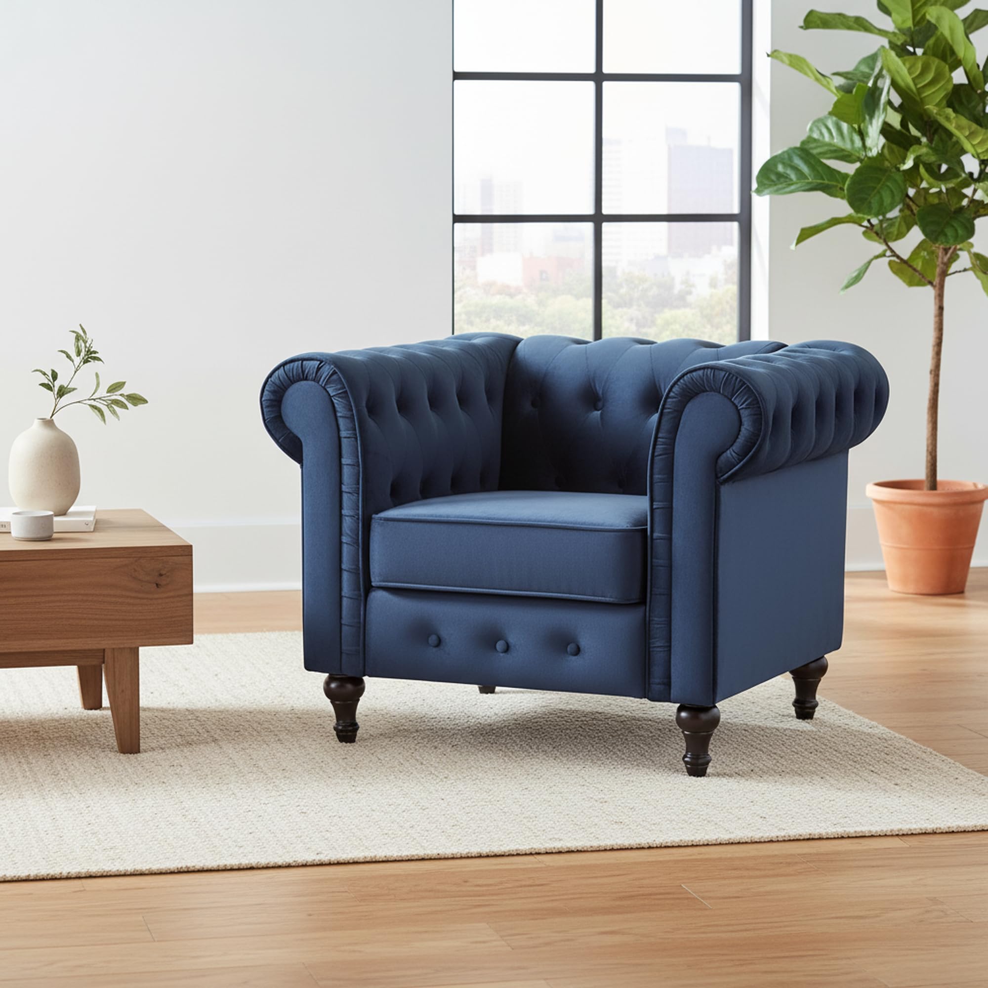 Velvet Chesterfield Armchair F – Office Furniture For Small Spaces recenzja i cena