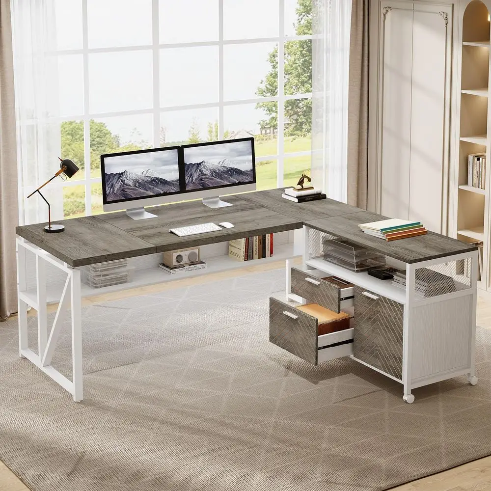 LShaped Desk with Drawers, 63  – Office Furniture Filing Cabinets recenzja i cena