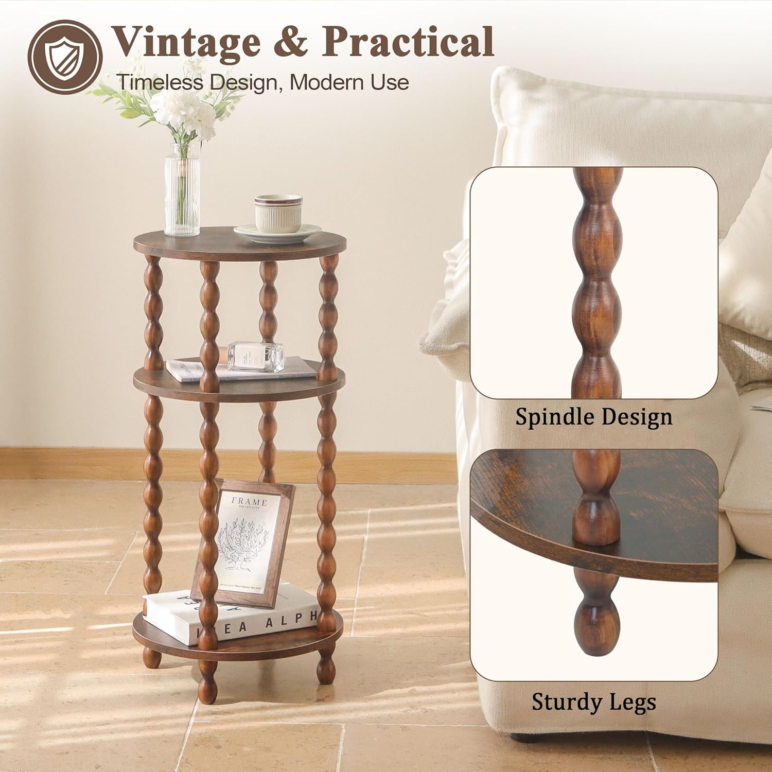 Small Side Table, 3-Tier Round – Office Furniture For Small Spaces recenzja i cena